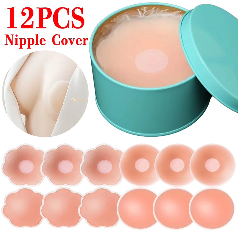 Strapless Bra Adhesive - 6/12 pièces Cache-tétons invisibles auto-adhésifs réutilisables